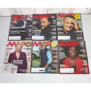 AARP‎ Magazine Lot 6 Issues Morgan Freeman Tom Hanks Kevin Costner Viola Davis